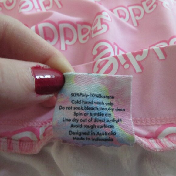 TRUE COLOURS Baddie Barbie Tiered Baby Pink Swim Rave Skirt - Size L - Picture 9 of 10